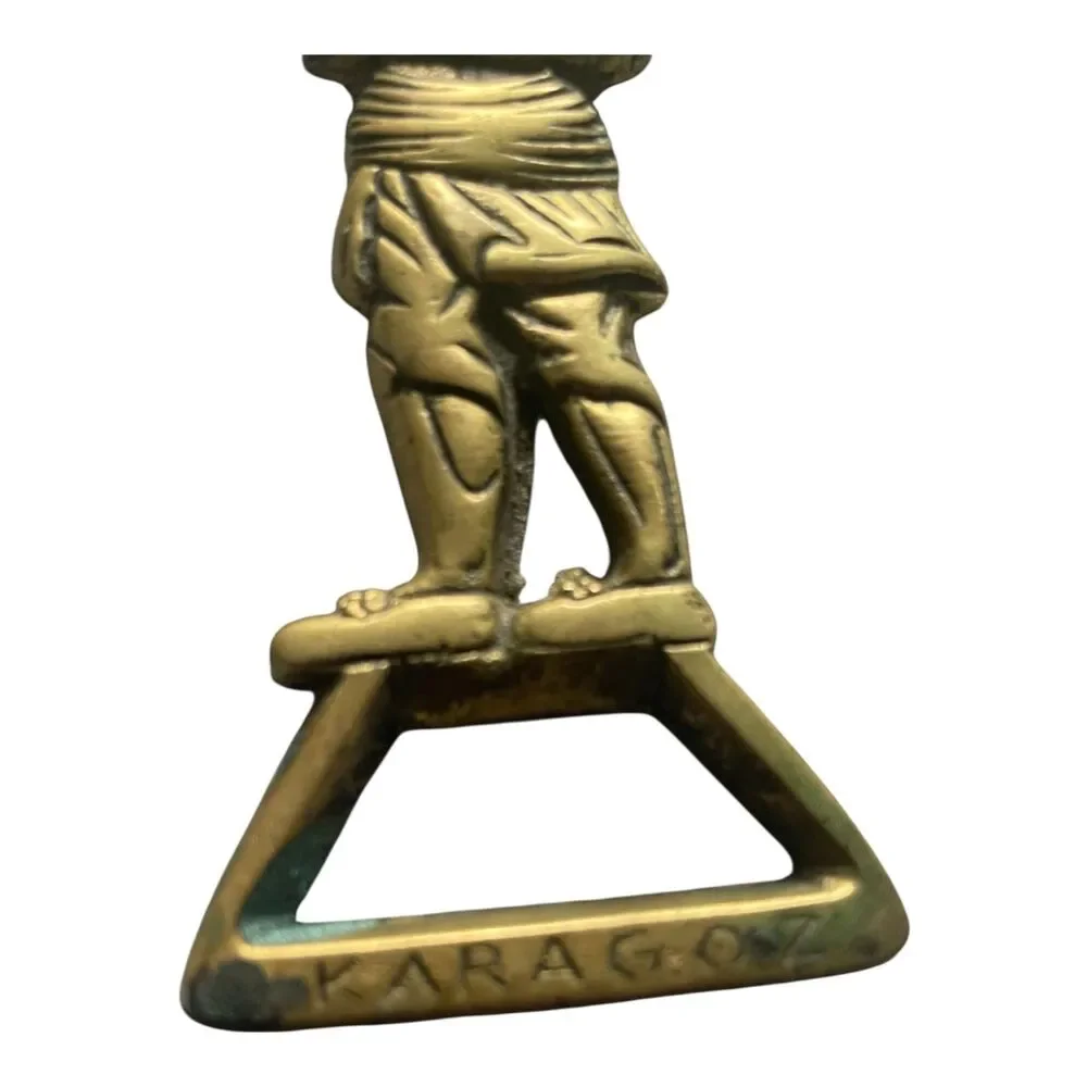 Vintage Turkish Karagoz Brass Bottle Opener Folklore Shadow Puppet